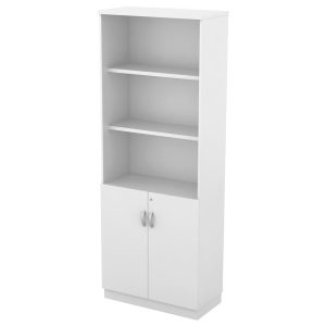 ΒΙΒΛΙΟΘΗΚΗ Γραφείου, 3 Ράφια – Ντουλάπι Δίφυλλο, Απόχρωση Άσπρο