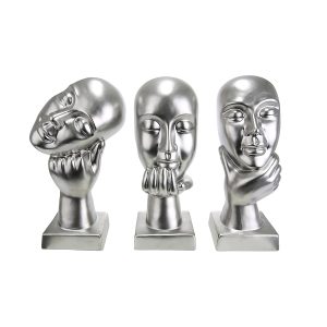 Διακοσμητικό ArteLibre Σκεπτόμενο Πρόσωπο Ασημί Κεραμικό 8.5×15.5x30cm Σε 3 Σχέδια