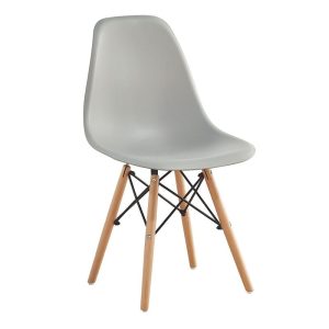 ART Wood Καρέκλα Τραπεζαρίας – Κουζίνας, Πόδια Οξιά, Κάθισμα PP Γκρι – Πλήρως K/D