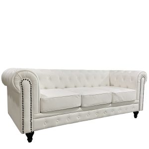 Καναπές Τριθέσιος ArteLibre AVERY Λευκό PU 208x90x73cm