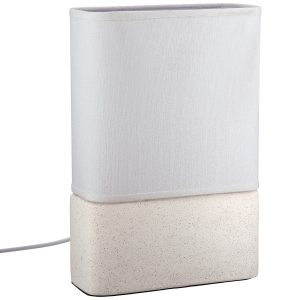 Φωτιστικό Επιτραπέζιο Ορθογώνιο Κεραμικό/Ύφασμα Μπεζ/Λευκό 20x8x30cm