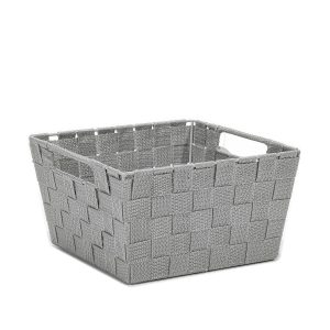 Κουτί Αποθήκευσης Τετράγωνο Με Λαβές Γκρι PP 25x25x14cm