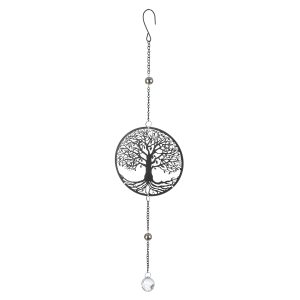 Κρεμάστρα Round Tree Of Life Motif Metal Black 15X3X58Cm 15X3X58Cm