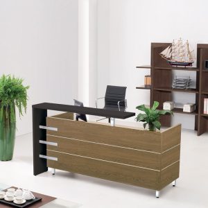 PROLINE Reception – Γραφείο Απόχρωση Καρυδί Δρυς – Μαύρο