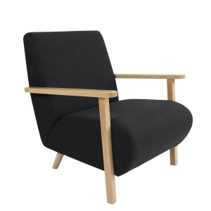 Πολυθρόνα ArteLibre GREVILLEA Μαύρο/Φυσικό Ύφασμα/Ξύλο 82×70.5x85cm