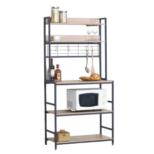 Ραφιέρα Κουζίνας ArteLibre INVERMERE Δρυς/Μαύρο Μοριοσανίδα/Μέταλλο 80x40x170cm