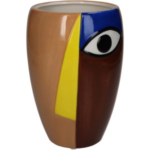 Βάζο ArteLibre Αφηρημένο Πρόσωπο Πολύχρωμο Δολομίτης 13.3×13.3×19.5cm