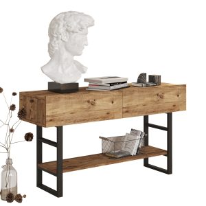 Κονσόλα ArteLibre BICKLEY Πεύκο/Μαύρο Μοριοσανίδα/Μέταλλο 139×75.7x43cm