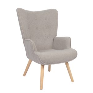 Πολυθρόνα ArteLibre MARION Γκρι Ύφασμα Μπουκλέ/Ξύλο 73x69x96cm