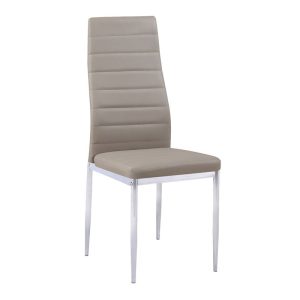 JETTA Καρέκλα Τραπεζαρίας – Κουζίνας, Μέταλλο Χρώμιο, Pvc Cappuccino Full K/D – Συσκ.4