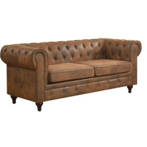 CHESTERFIELD York Kαναπές 3Θέσιος Σαλονιού – Καθιστικού, Ύφασμα Απόχρωση Καφέ Camel