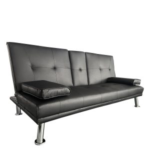 Καναπές Κρεβάτι Τριθέσιος ArteLibre ALFRED Μαύρο PU 164×76.5x79cm