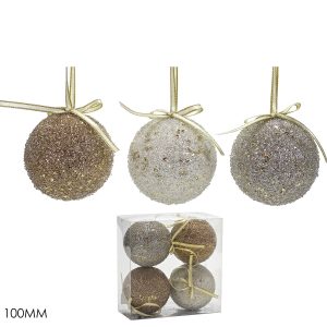 Χριστουγεννιάτικη Μπάλα Rose Gold 100mm Σετ 4Τμχ