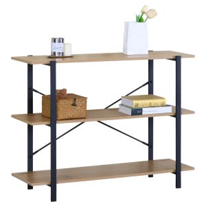 Βιβλιοθήκη ArteLibre RAVENSBY Φυσικό/Μαύρο Μοριοσανίδα/Μέταλλο 106x35x80cm