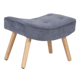 ALMA Σκαμπό – Υποπόδιο, Ύφασμα Velure Ανοιχτό Μπλε, Πόδια Φυσικό, K/D