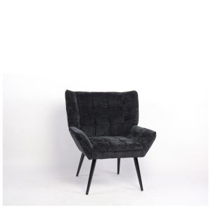 Πολυθρόνα ArteLibre TIVA Μαύρο Ύφασμα Σενίλ/Μέταλλο 84x78x77cm