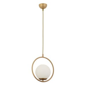 Φωτιστικό Κρεμαστό ArteLibre LUI Αντικέ/Λευκό Μέταλλο/Γυαλί 25x100cm