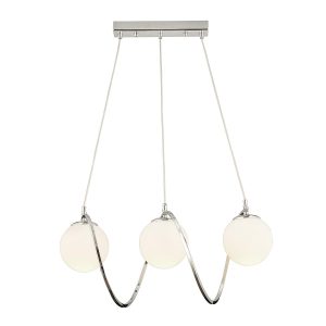 Φωτιστικό Κρεμαστό ArteLibre JAR Τρίφωτο Ασημί/Λευκό Μέταλλο/Γυαλί 60x85cm