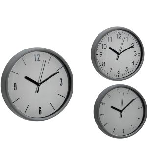 Ρολόι Τοίχου Γκρι/Πλαστικό Φ20cm Σε 3 Σχέδια