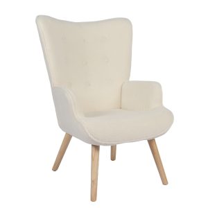 Πολυθρόνα ArteLibre MARION Λευκό Ύφασμα Μπουκλέ/Ξύλο 73x69x96cm