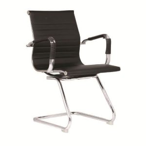 BF3300V Πολυθρόνα Γραφείου Επισκέπτη, Μέταλλο Βάση Χρώμιο PU Μαύρο