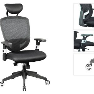 BF9100 Πολυθρόνα Γραφείου Διευθυντή, Mesh Μαύρο, Μπράτσα up-down