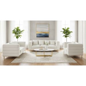 MORRIS Set Σαλόνι – Καθιστικό 3θέσιος + 2θέσιος + Πολυθρόνα Ύφασμα Teddy Άσπρο