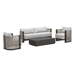 BOSTON Living Set Σαλόνι Καθιστικό Κήπου – Βεράντας Alu Ανθρακί – Μπεζ