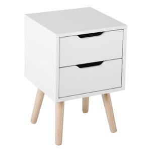 ALINA Κομοδίνο Απόχρωση Άσπρο – Πόδι Φυσικό