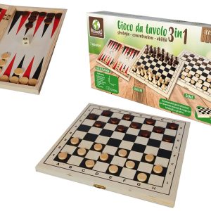 Επιτραπέζιο Παιχνίδι 3 Σε 1 Σκάκι/Τάβλι/Ντάμα 29x29cm Για 4+ Ετών