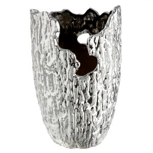 Βάζο Κωνικό Κεραμικό Ασημί Χρώμα D14X22Cm D14X22Cm