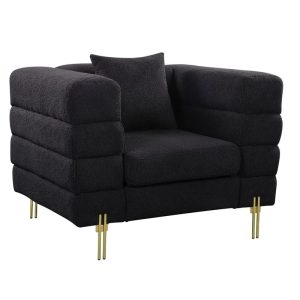 MORRIS Πολυθρόνα Σαλονιού – Καθιστικού, Ύφασμα Teddy Μαύρο