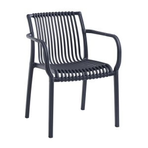 MODENA Πολυθρόνα Στοιβαζόμενη, PP-UV Protection Ανθρακί