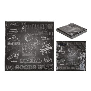 Χαρτοπετσέτες ‘Urban Bakery’ Τρίφυλλες Μαύρο 33x33cm Σετ 20Τμχ