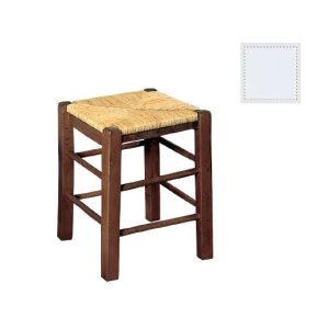 ΤΑΒΕΡΝΑΣ Σκαμπό Βοηθητικό, Οξιά Εμποτισμός Λάκα Άσπρο, Κάθισμα Ψάθα