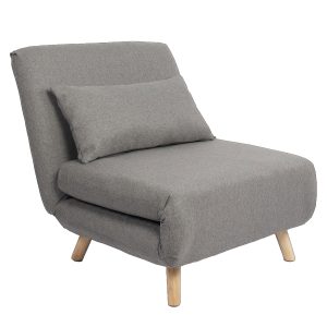 Πολυθρόνα Κρεβάτι ArteLibre VERA Γκρι Ανοιχτό Ύφασμα/Ξύλο 79x80x89cm