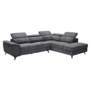 ROMEO Καναπές-Relax, Αριστερή Γωνία,Ύφασμα Γκρι, Αποθ.χώρος, Μία θέση με ηλεκτρική ανάκληση