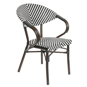 Πολυθρόνα Κήπου ArteLibre KIYOSHI Λευκό/Μαύρο/Καφέ Μπαμπού/Rattan 57x60x82cm