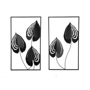 Ανάγλυφο τοίχου μοτίβο φύλλου μεταλλικό μαύρο 2 Ποικιλία 30X2X55Cm 30X2X55Cm