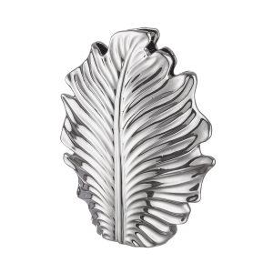 Βάζο Φύλλο ‘Monstera’ Κεραμικό Ασημί 9.5×30.5×37.5cm