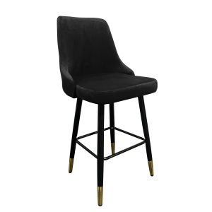 Σκαμπό Bar ArteLibre COBB Με Πλάτη Μαύρο Βελούδο/Μέταλλο 49x53x100cm