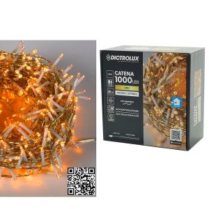 1000 LED Εσωτ. & Εξωτ. Χώρου Με 8 Προγράμματα Χρυσό Φως Διάφανο Καλώδιο Μη Επεκτεινόμενο 31V 22m