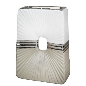 Βάζο ArteLibre Μπεζ/Ασημί/Λευκό Κεραμικό 6×14.5x20cm