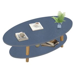 FINE Τραπεζάκι Σαλονιού Καθιστικού με Ράφι, Γκρι – Φυσικό