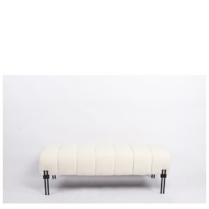 Παγκάκι Ottoman ArteLibre KUBO Λευκό Ύφασμα Teddy/Μέταλλο 40×116.5x50cm