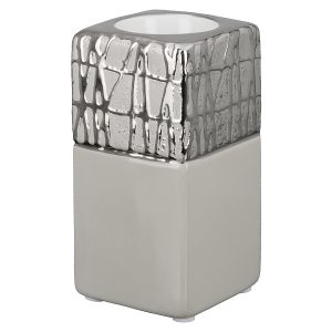 Θήκη Ρεσώ ArteLibre Λευκό/Ασημί Κεραμικό 6.5×6.5×12.5cm