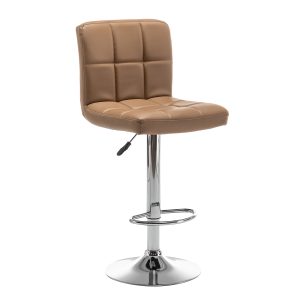 Σκαμπό Bar ArteLibre DIN Με Πλάτη Πτυσσόμενο Cappuccino PVC/Μέταλλο 44x50x92-113cm
