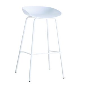 PENTOS Σκαμπό BAR, Μέταλλο Βαφή Άσπρο, PP Άσπρο