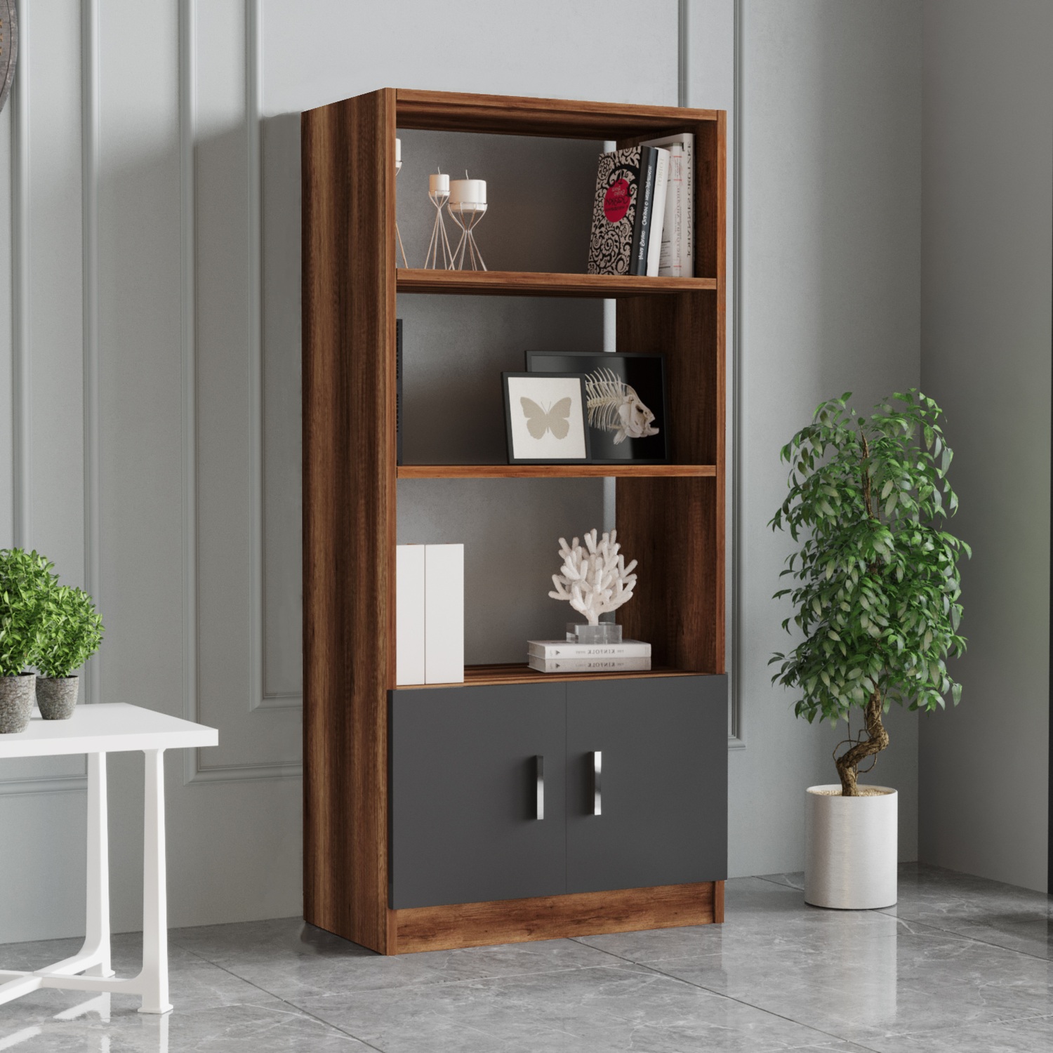 Βιβλιοθήκη ArteLibre EDGWARE Baroque/Ανθρακί Μοριοσανίδα 63.6×37.6x140cm
