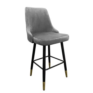 Σκαμπό Bar ArteLibre COBB Με Πλάτη Γκρι Βελούδο/Μέταλλο 49x53x100cm